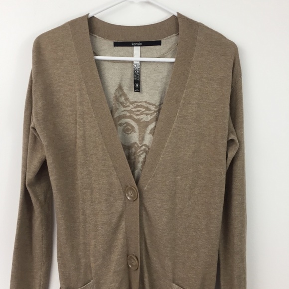 Kensie V-Neck Owl Cardigan - Picture 3 of 6